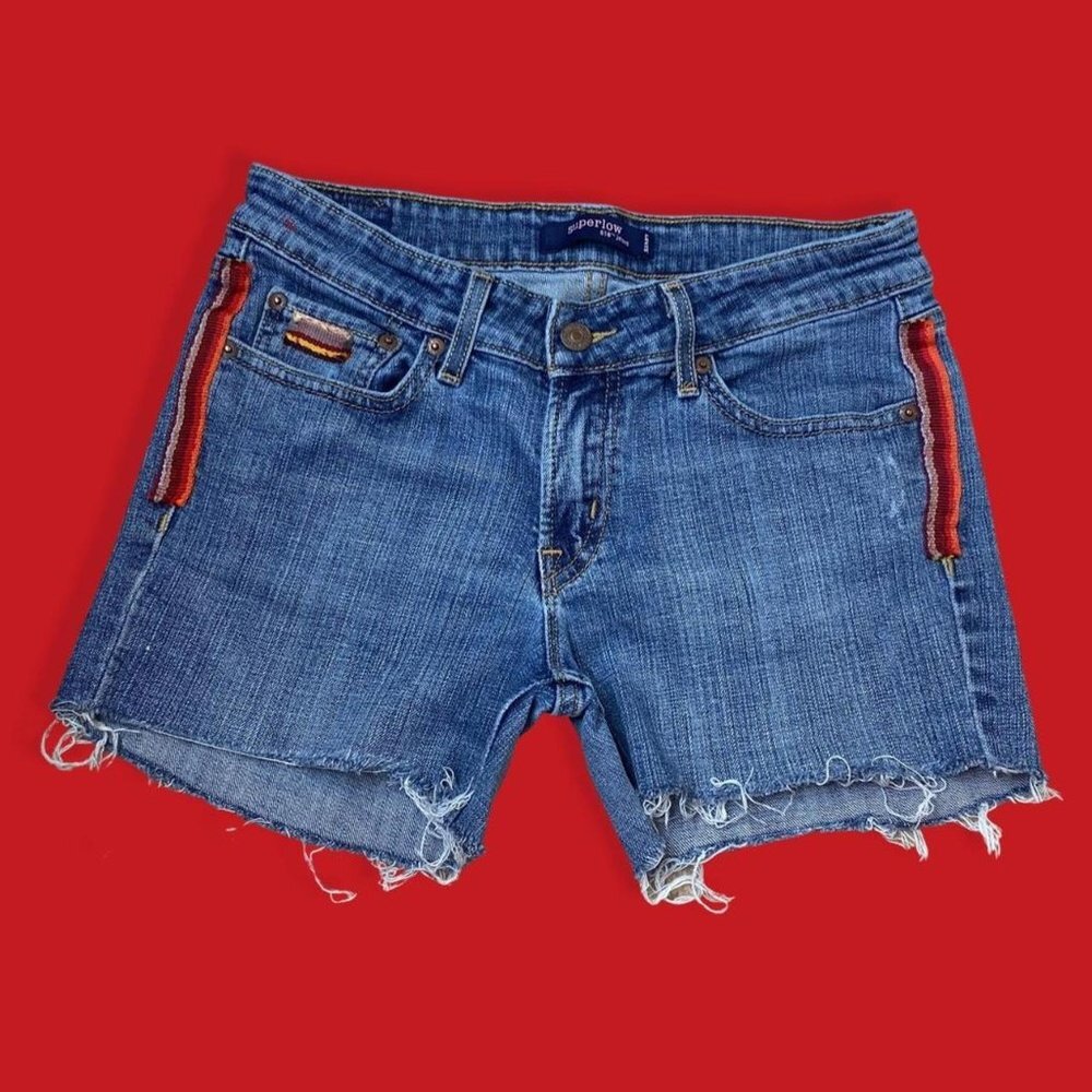 Levi's "518 Superlow" Denim Jeweled Shorts